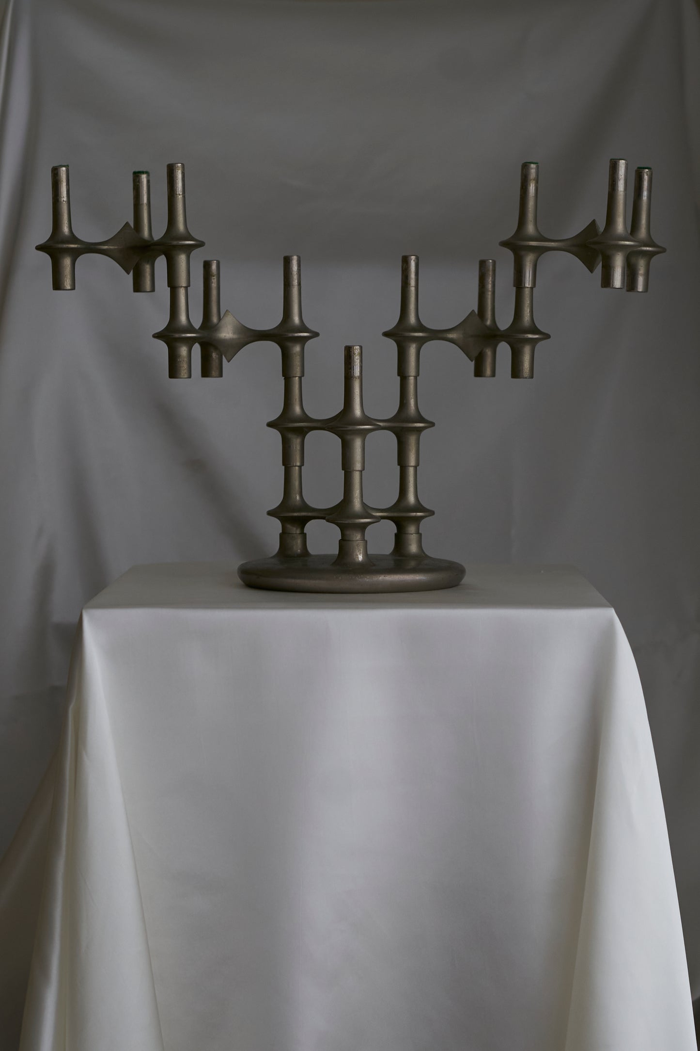 Vintage iron stackable sculpture candleholder