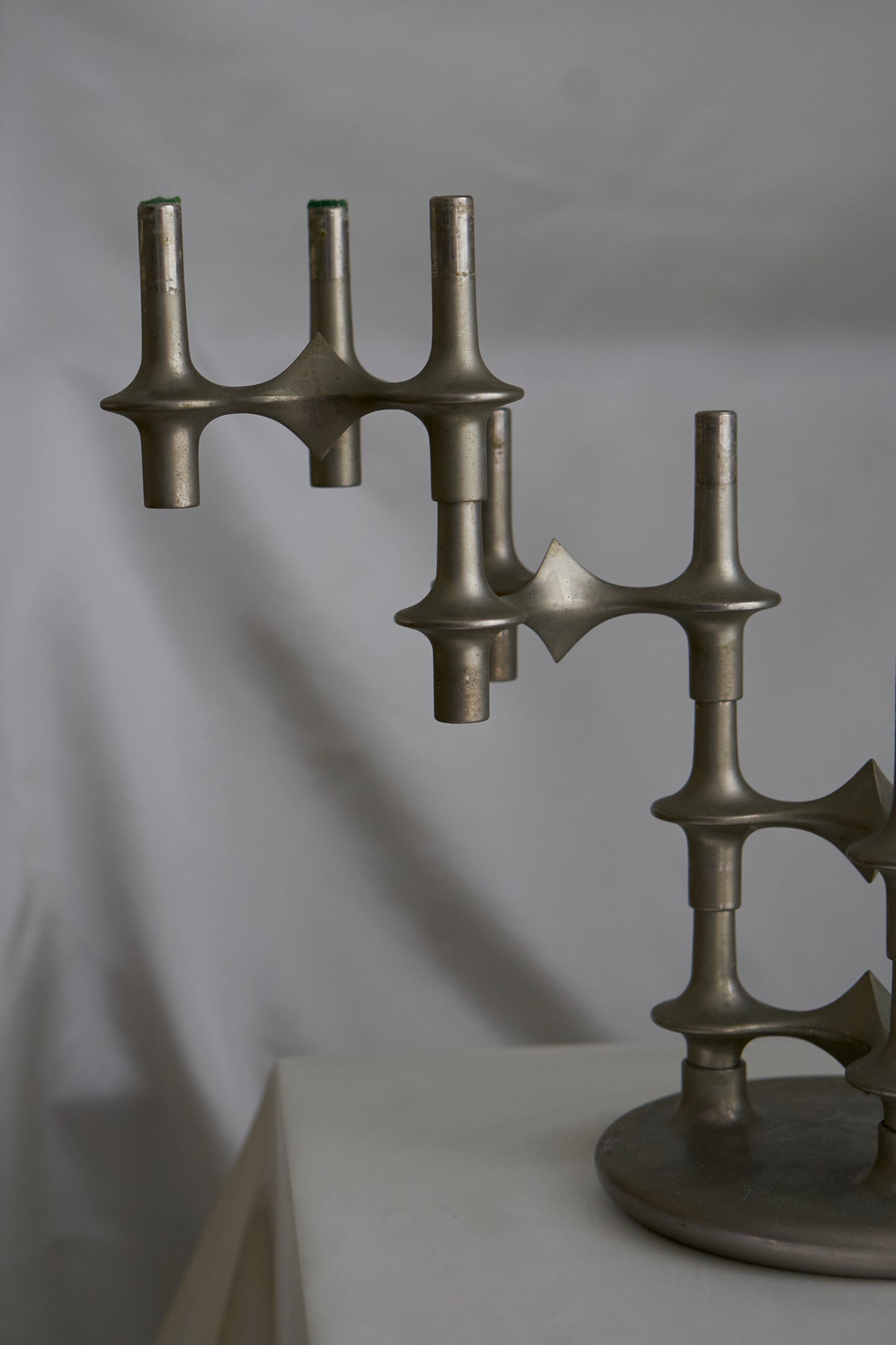 Vintage iron stackable sculpture candleholder