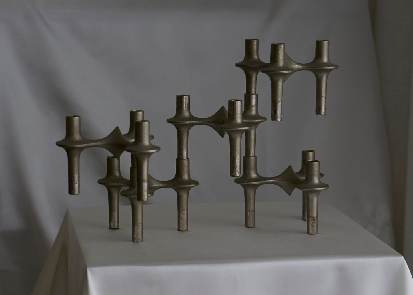 Vintage iron stackable sculpture candleholder