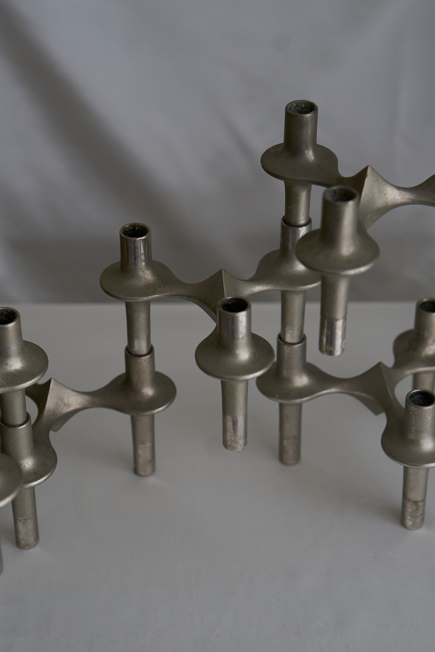 Vintage iron stackable sculpture candleholder