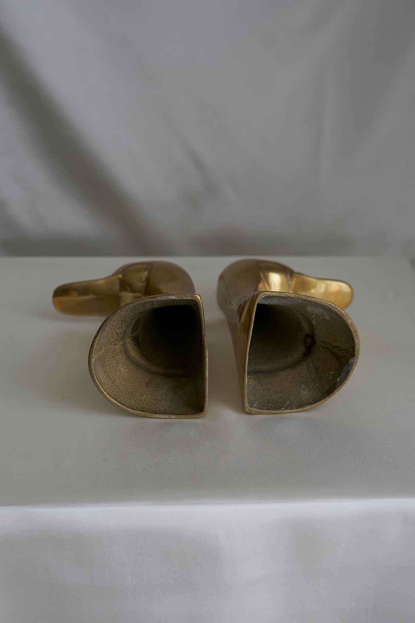 Vintage brass swan bookends