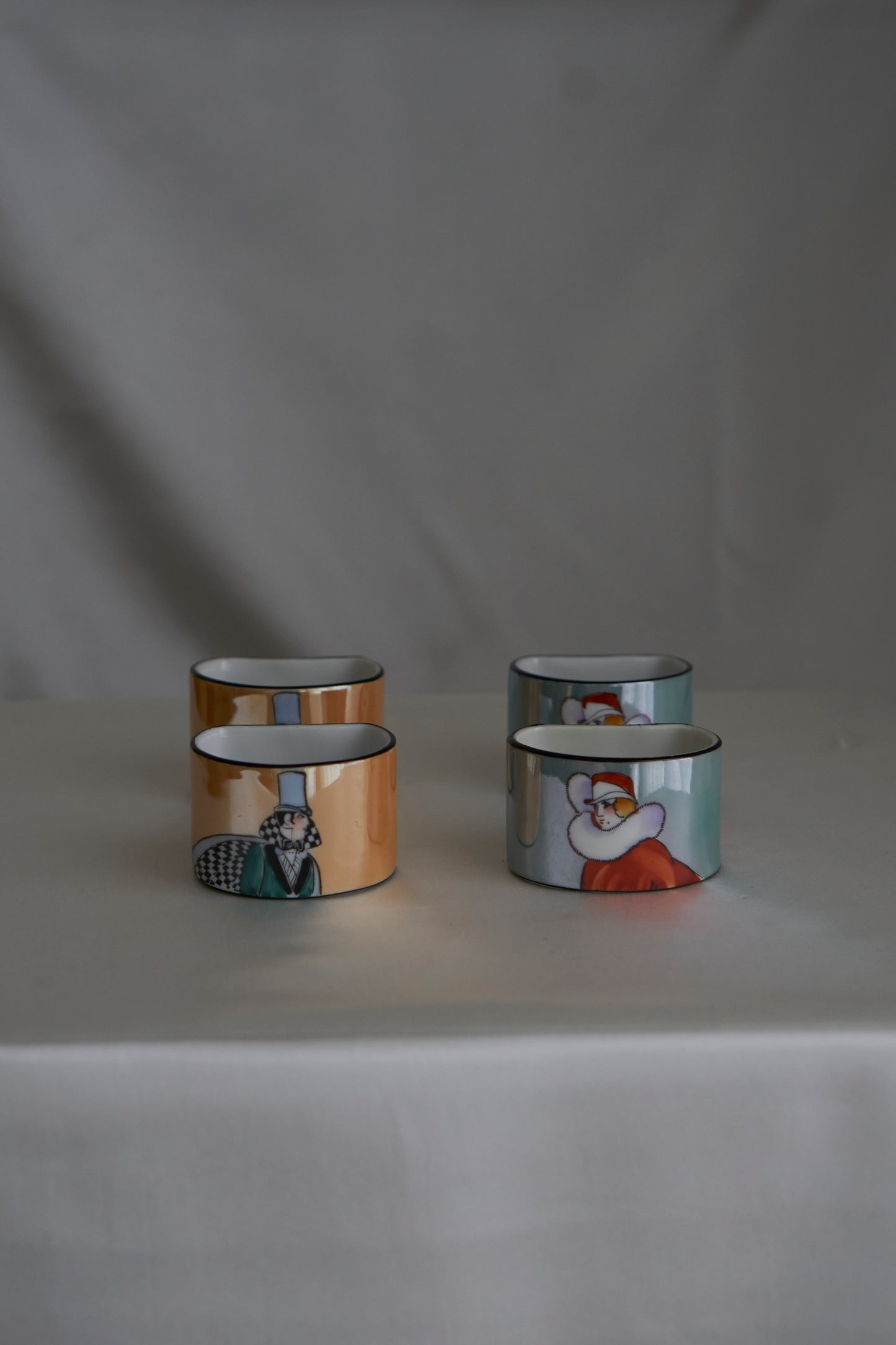 Noritake vintage porcelain hand painted art deco napkin rings, made in Japan (price for 4)
