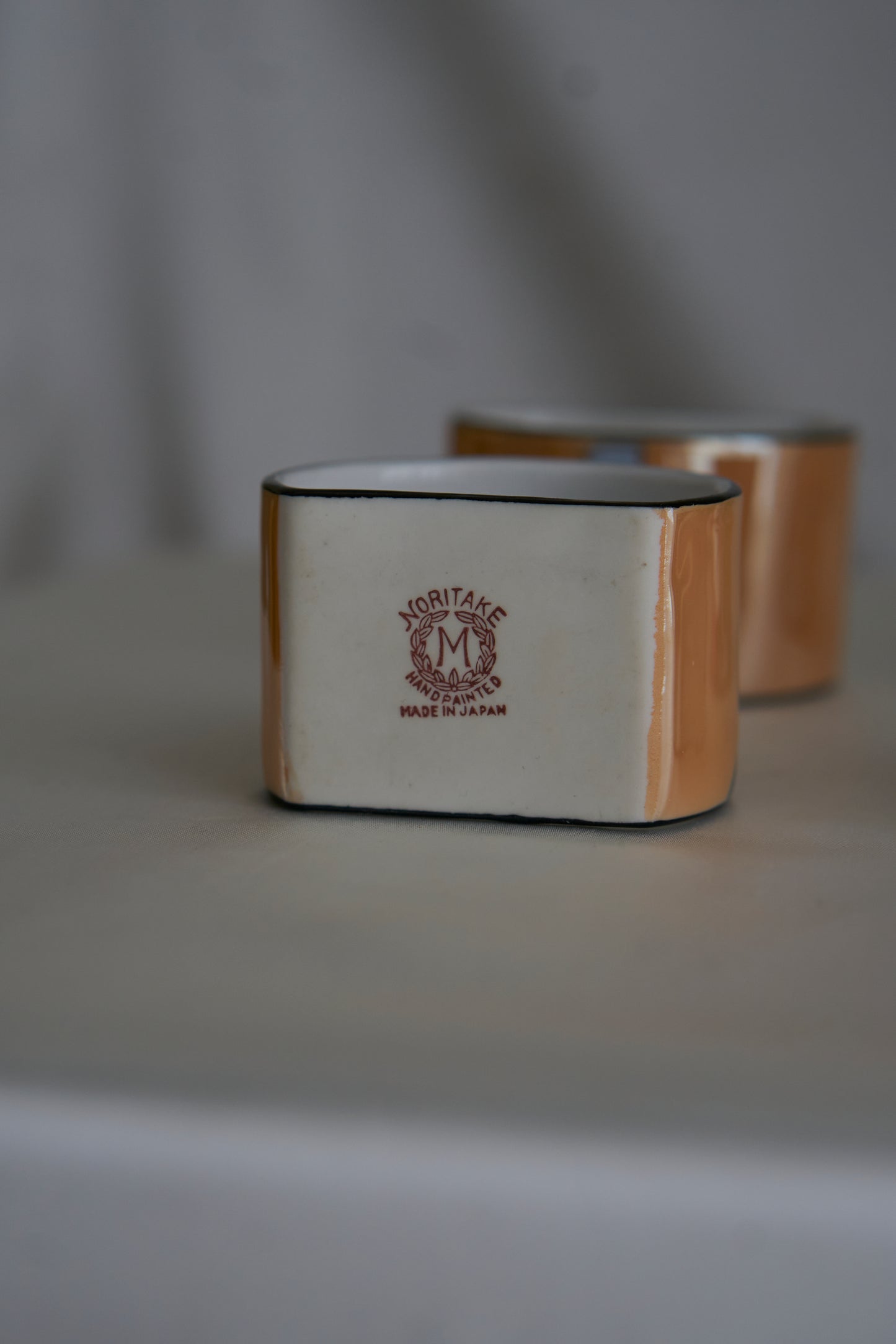 Noritake vintage porcelain hand painted art deco napkin rings, made in Japan (price for 4)