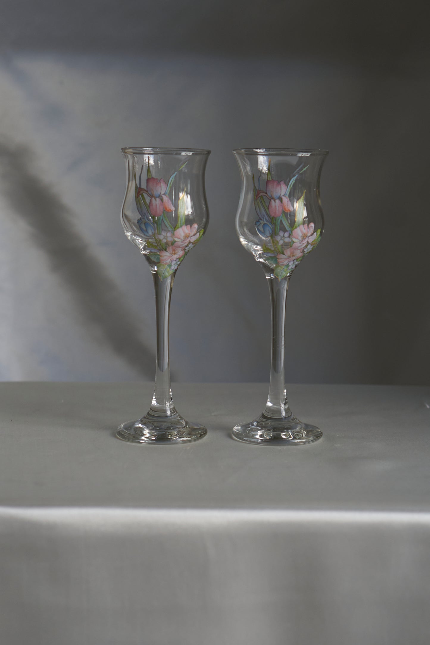 Vintage L.E. Smith Elegance candlelights / cognac glasses (x2)