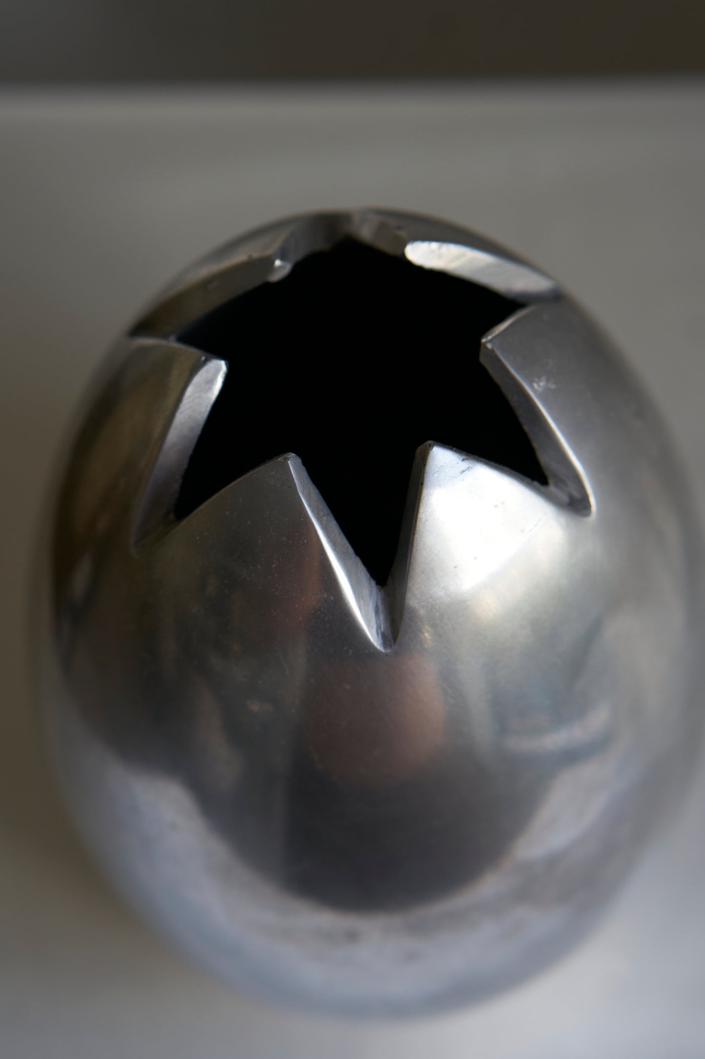 1980s egg shape stainless steel vase
