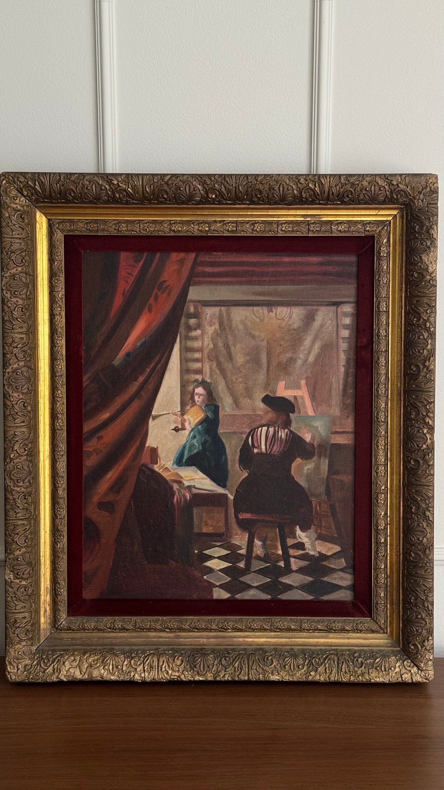 European School, Artist Studio Oil On Canvas In A Beautiful Antique Frame