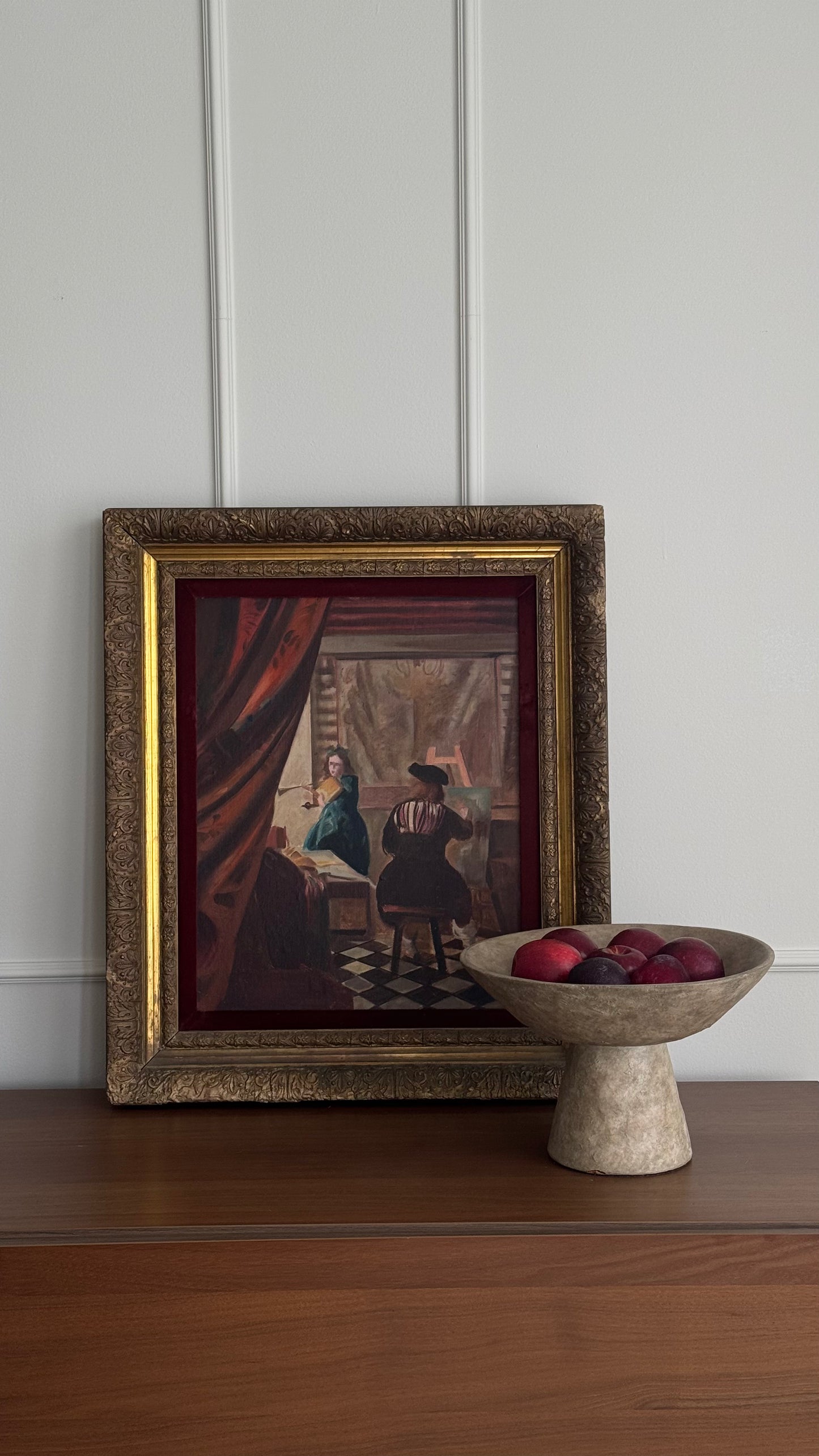 European School, Artist Studio Oil On Canvas In A Beautiful Antique Frame