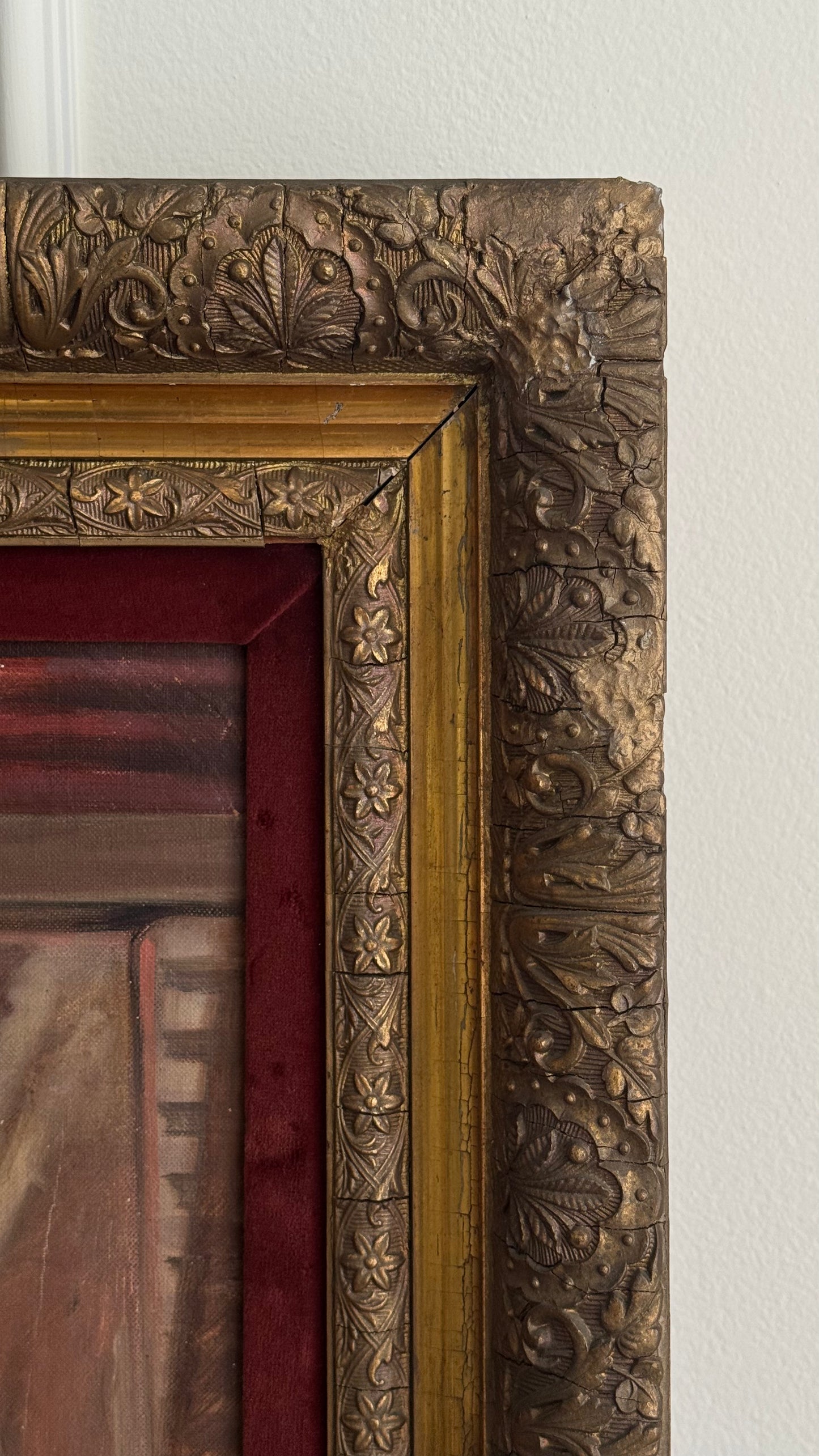 European School, Artist Studio Oil On Canvas In A Beautiful Antique Frame