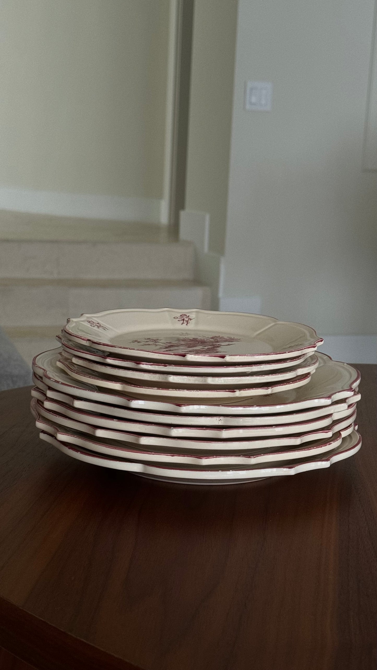 RARE Vintage Niderviller Delices des Quatre Saisons, dining red plates