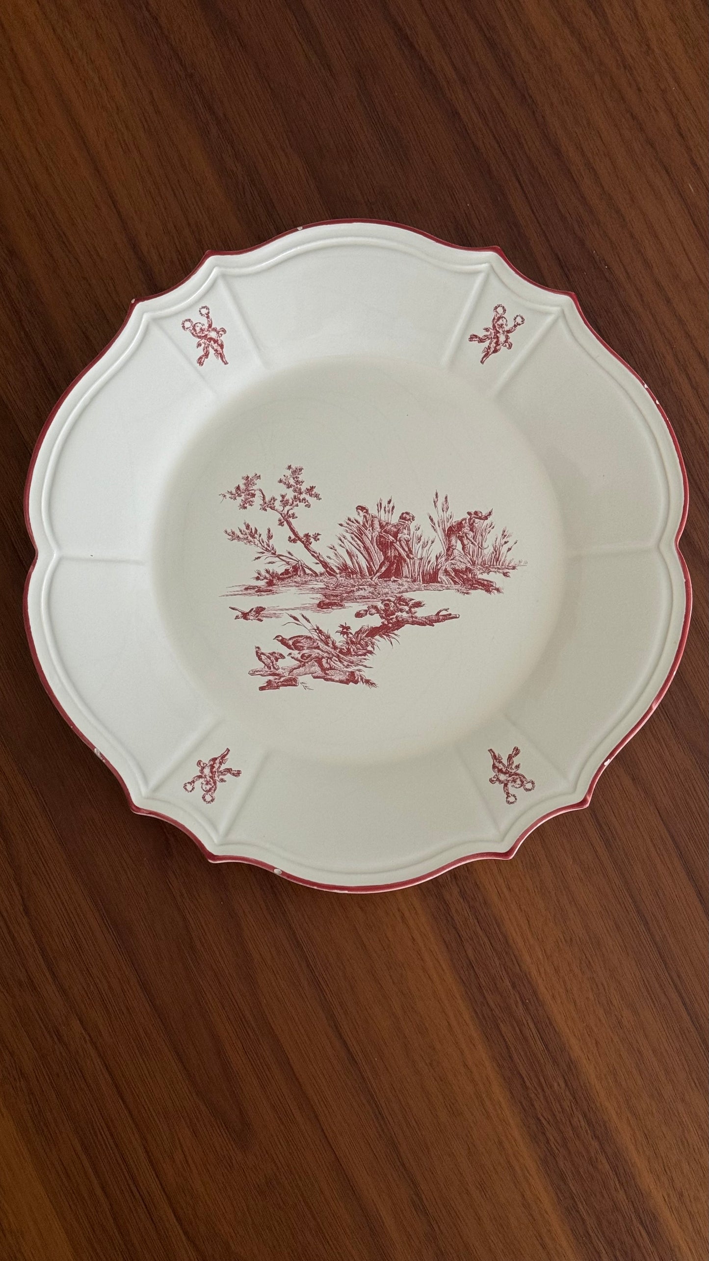 RARE Vintage Niderviller Delices des Quatre Saisons, dining red plates