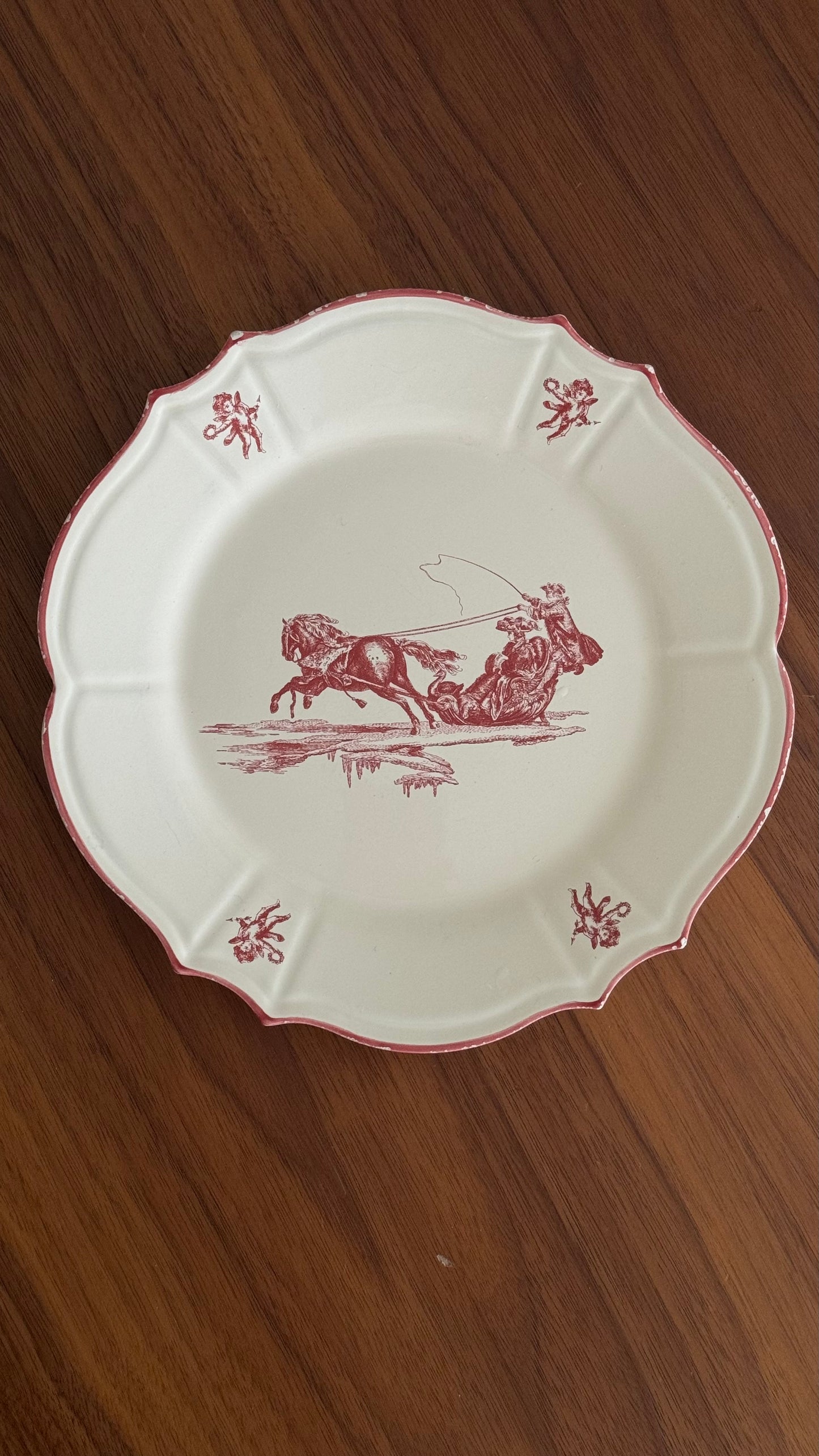 RARE Vintage Niderviller Delices des Quatre Saisons, dining red plates