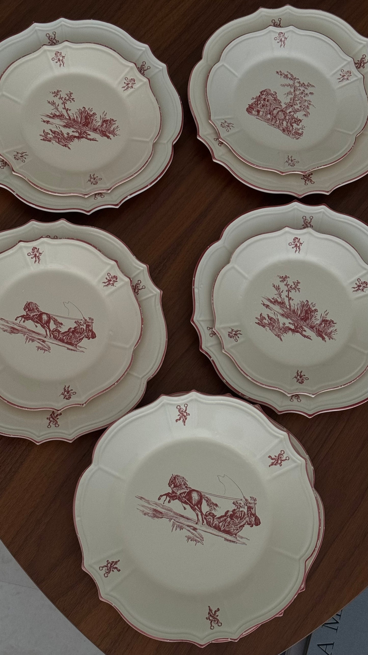 RARE Vintage Niderviller Delices des Quatre Saisons, dining red plates