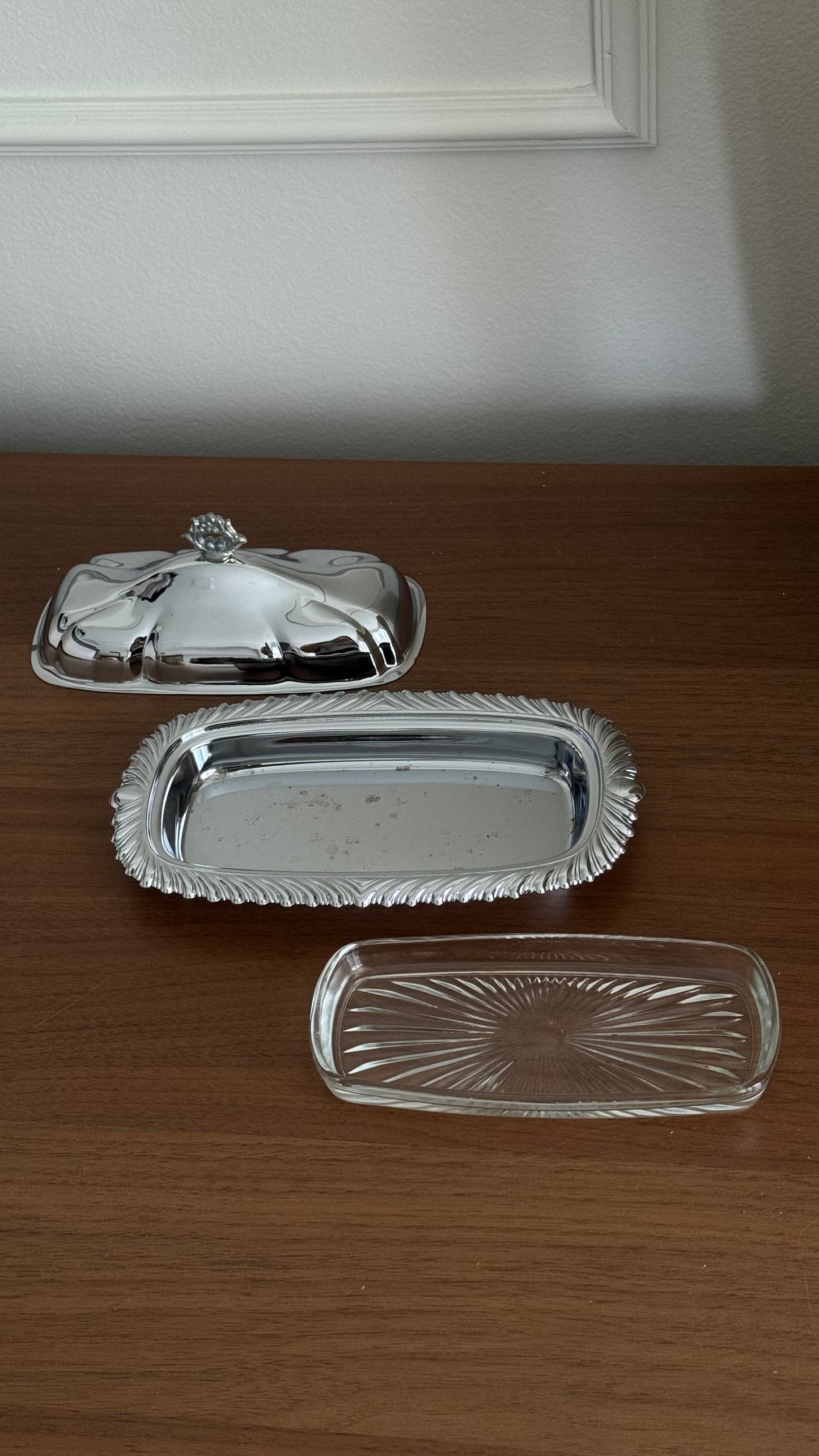 Vintage chrome butter dish