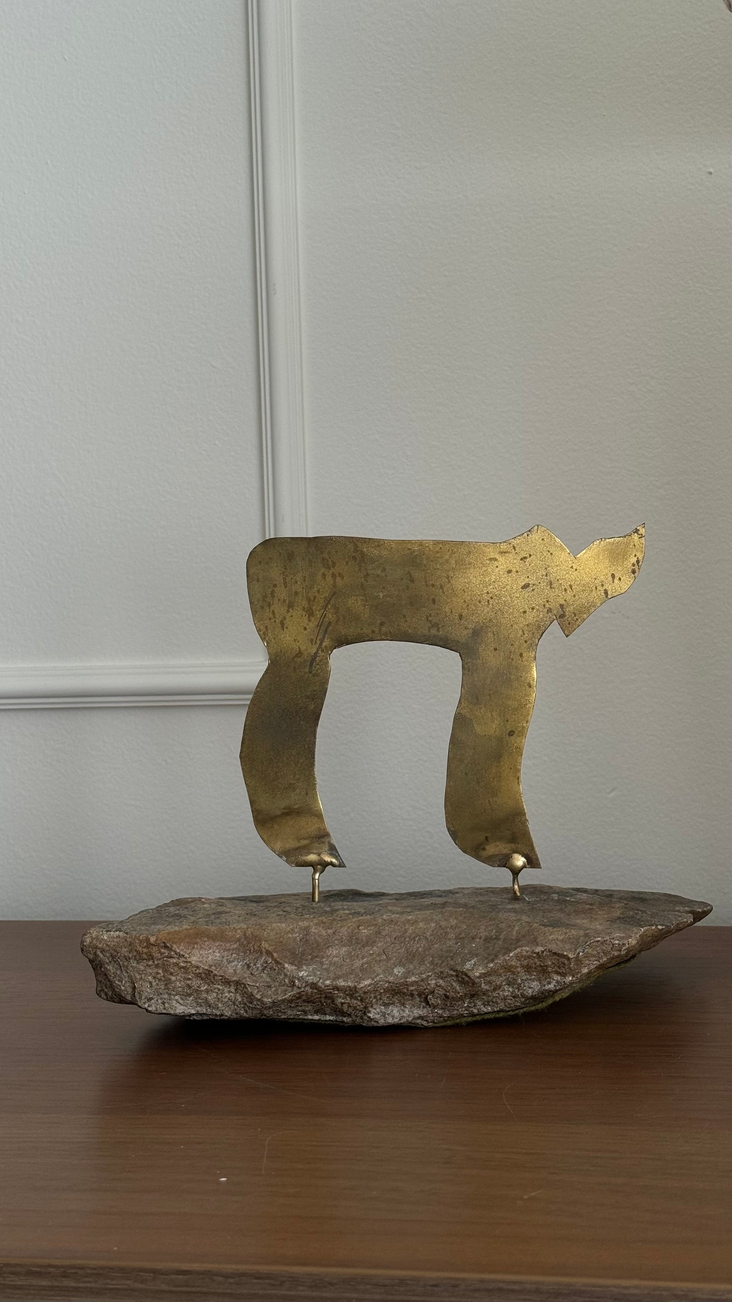 CHAI brass and stone sculpture