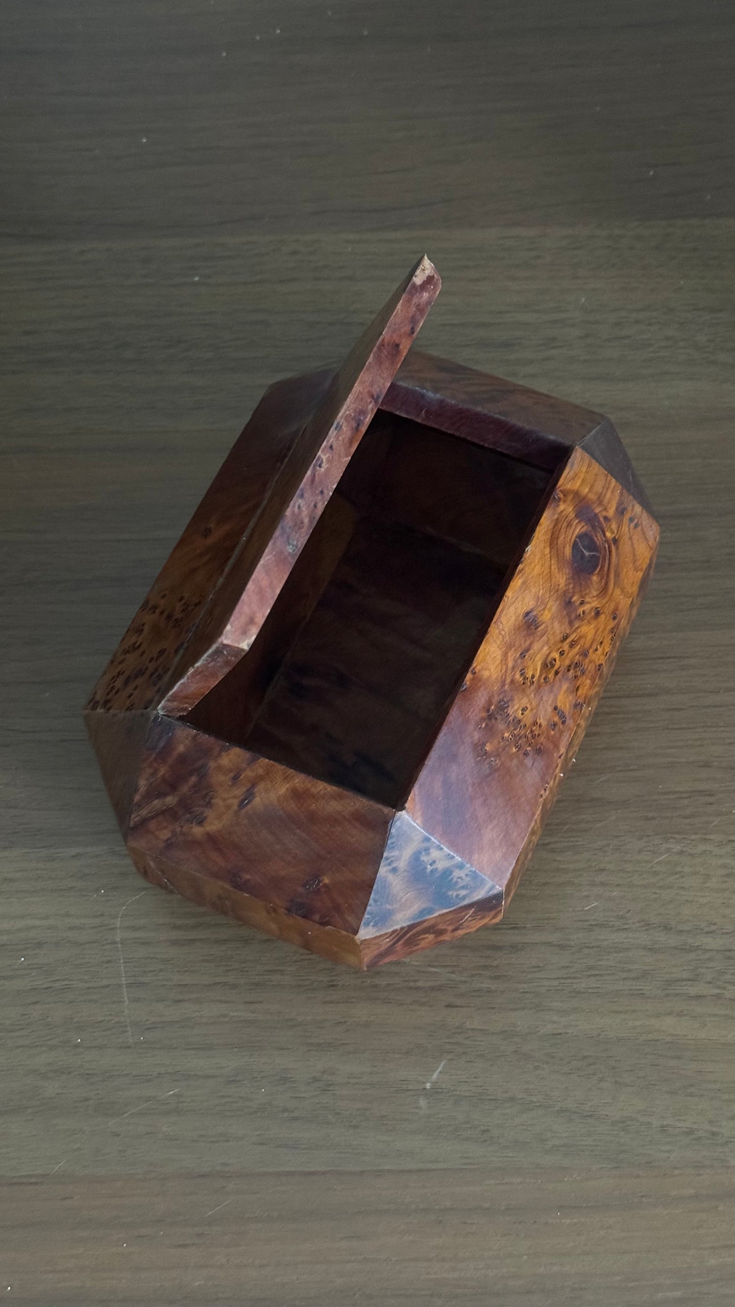 Vintage burl wood jewelry box