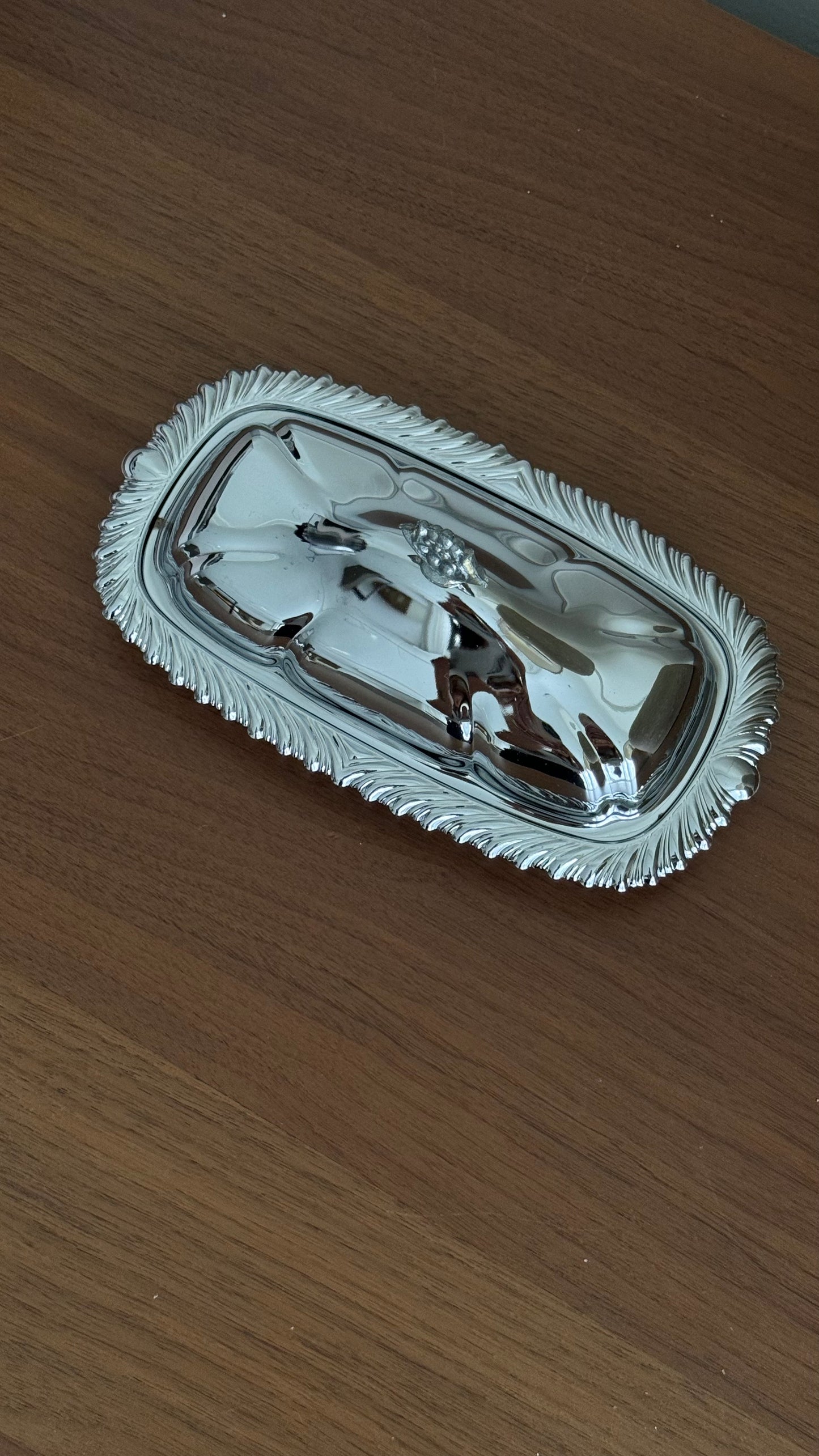 Vintage chrome butter dish