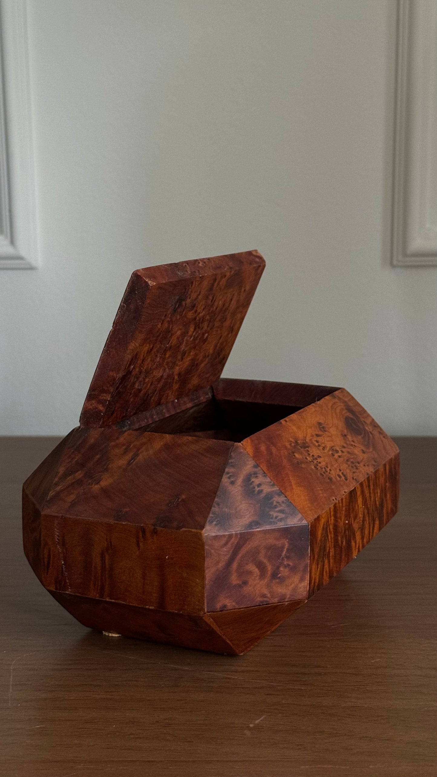 Vintage burl wood jewelry box