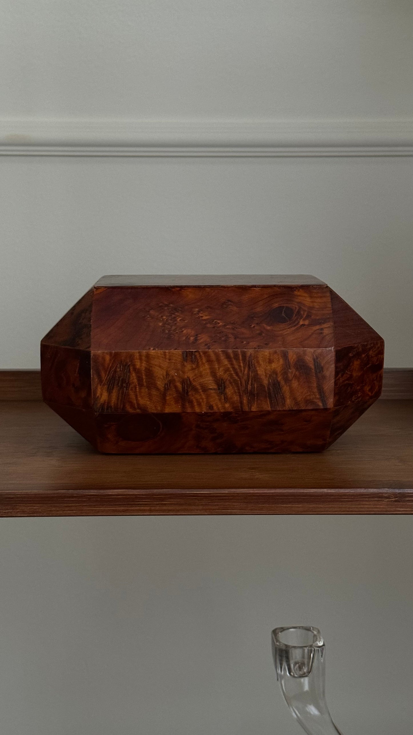 Vintage burl wood jewelry box