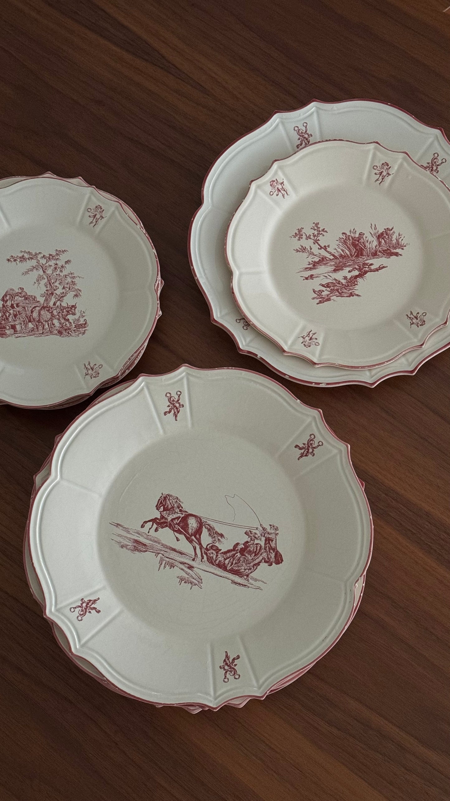 RARE Vintage Niderviller Delices des Quatre Saisons, dining red plates