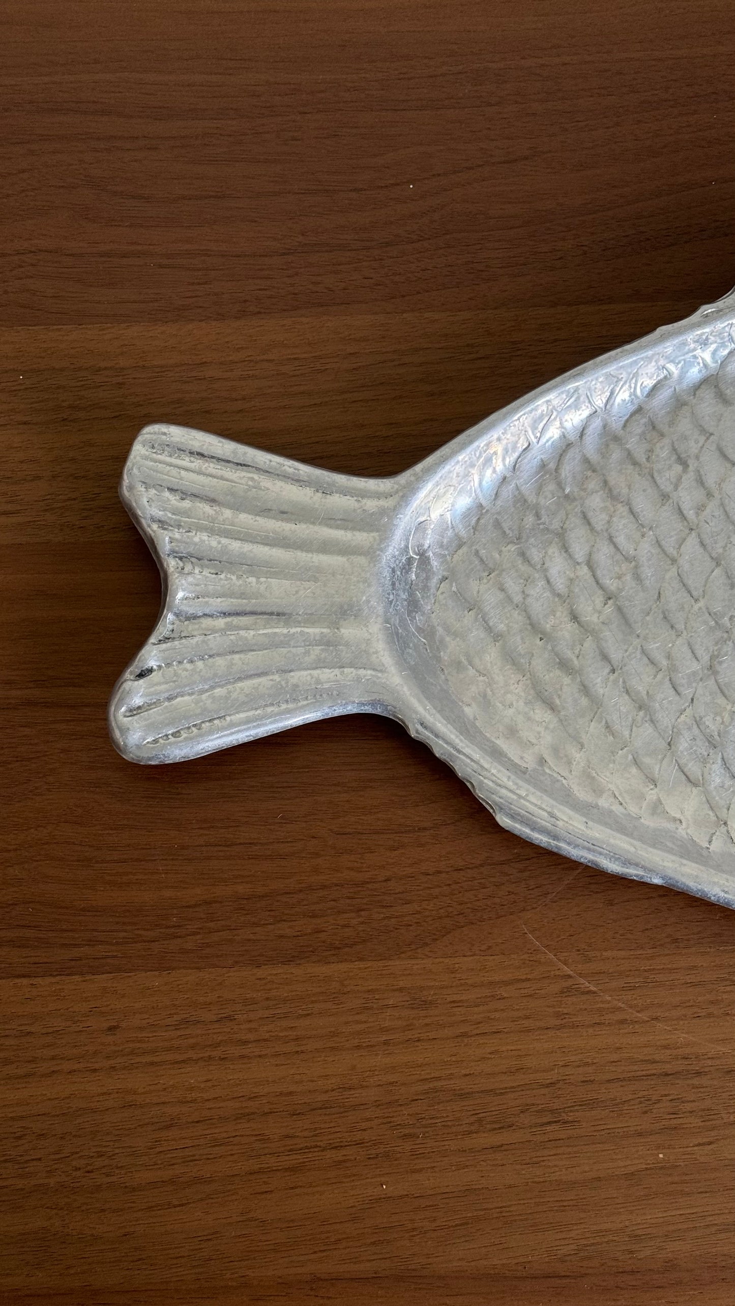 Vintage aluminum serving fish plate 1970s