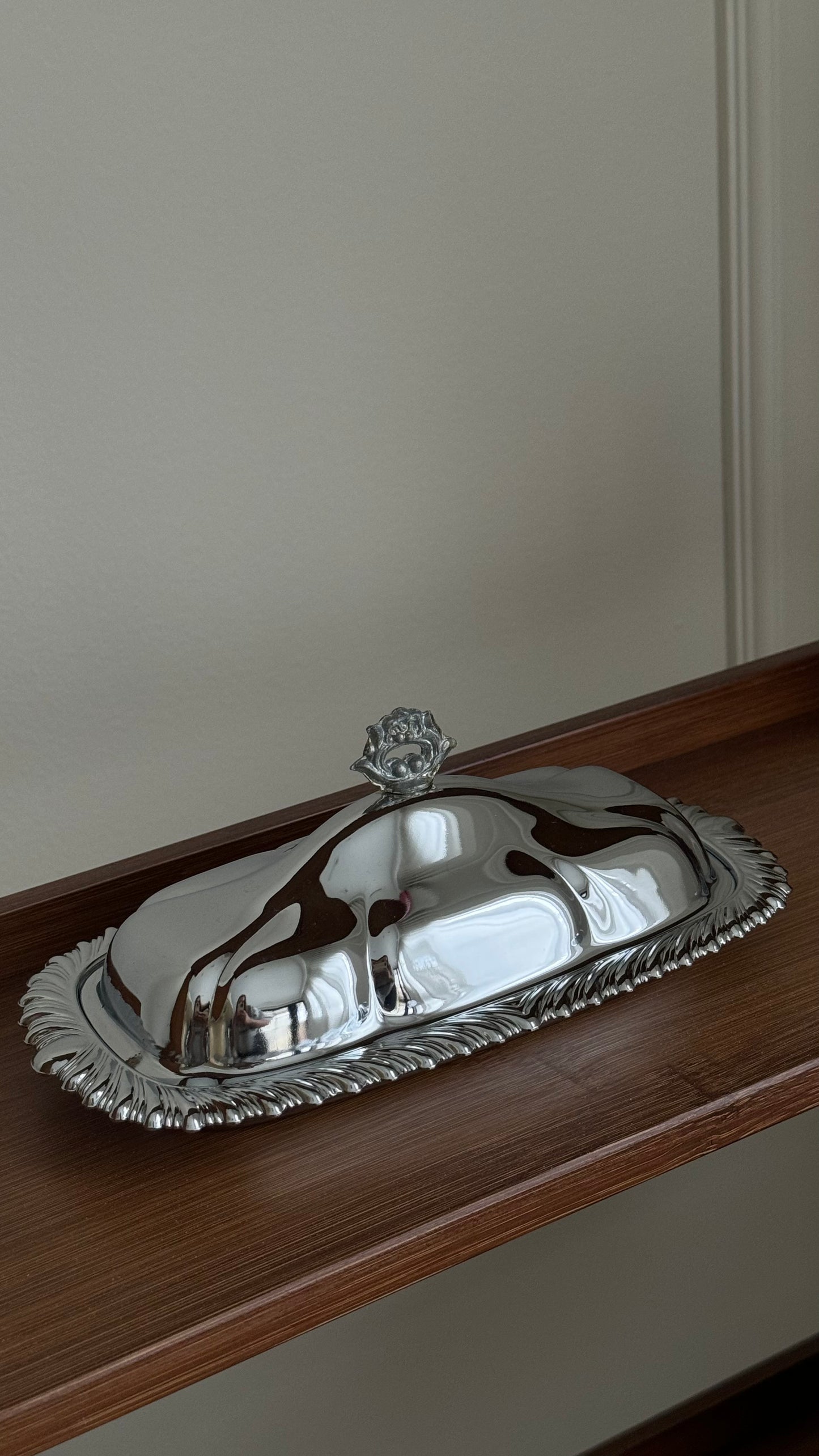 Vintage chrome butter dish