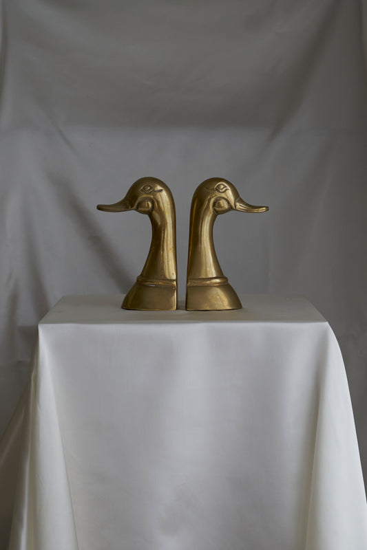 Vintage brass swan bookends