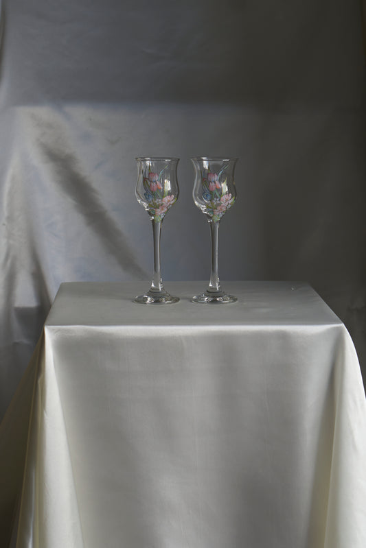 Vintage L.E. Smith Elegance candlelights / cognac glasses (x2)