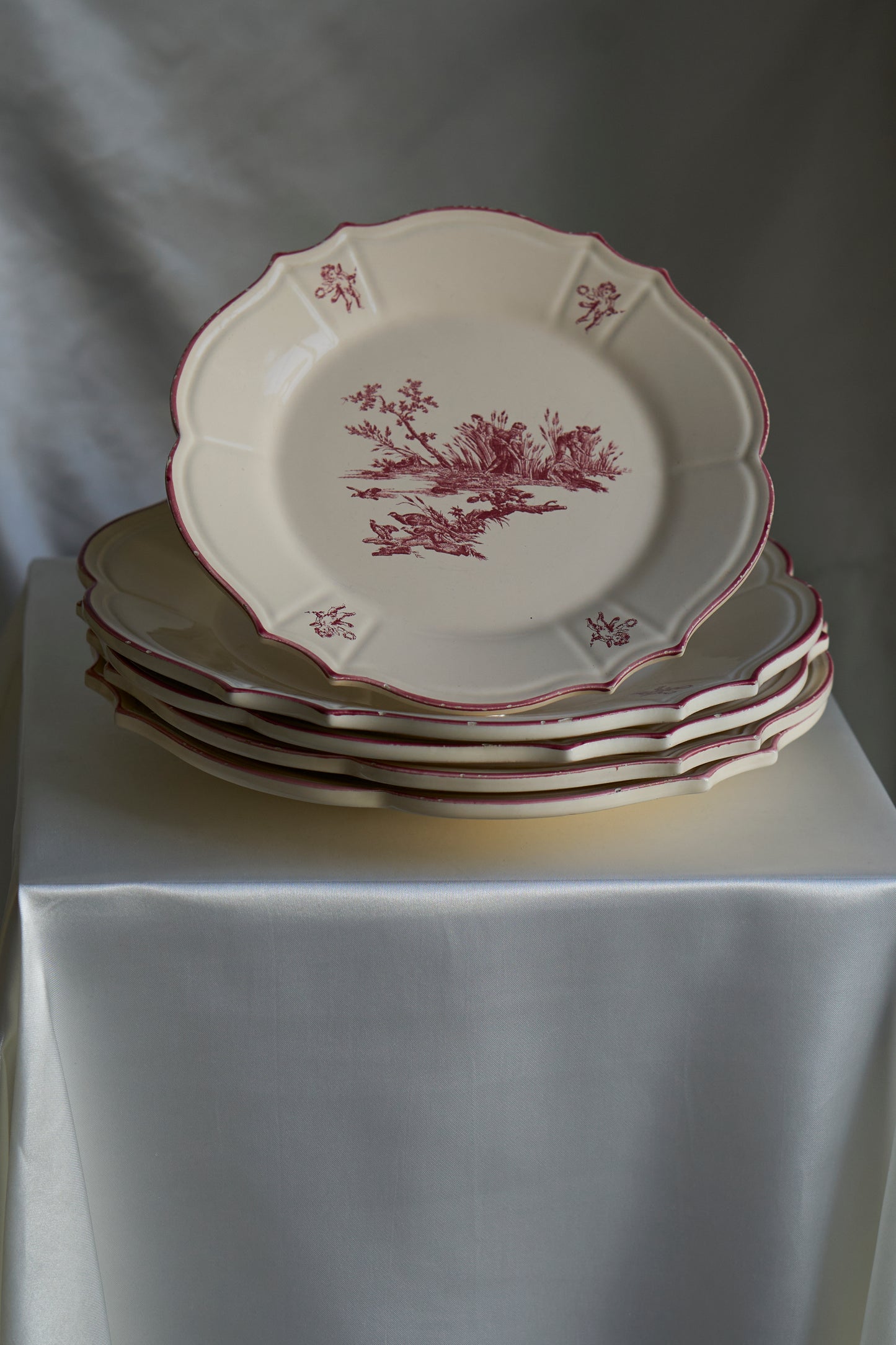 RARE Vintage Niderviller Delices des Quatre Saisons, dining red plates