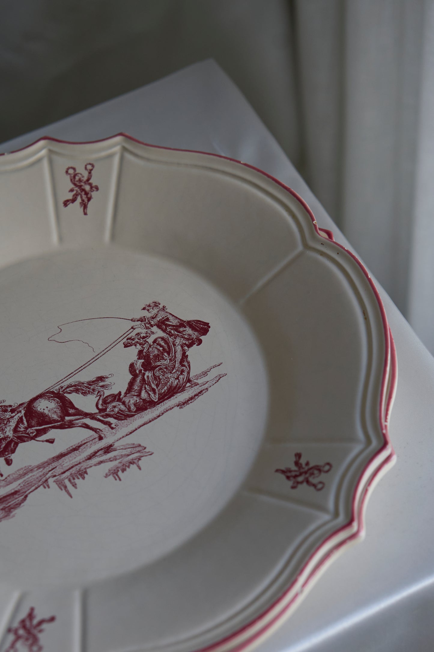 RARE Vintage Niderviller Delices des Quatre Saisons, dining red plates