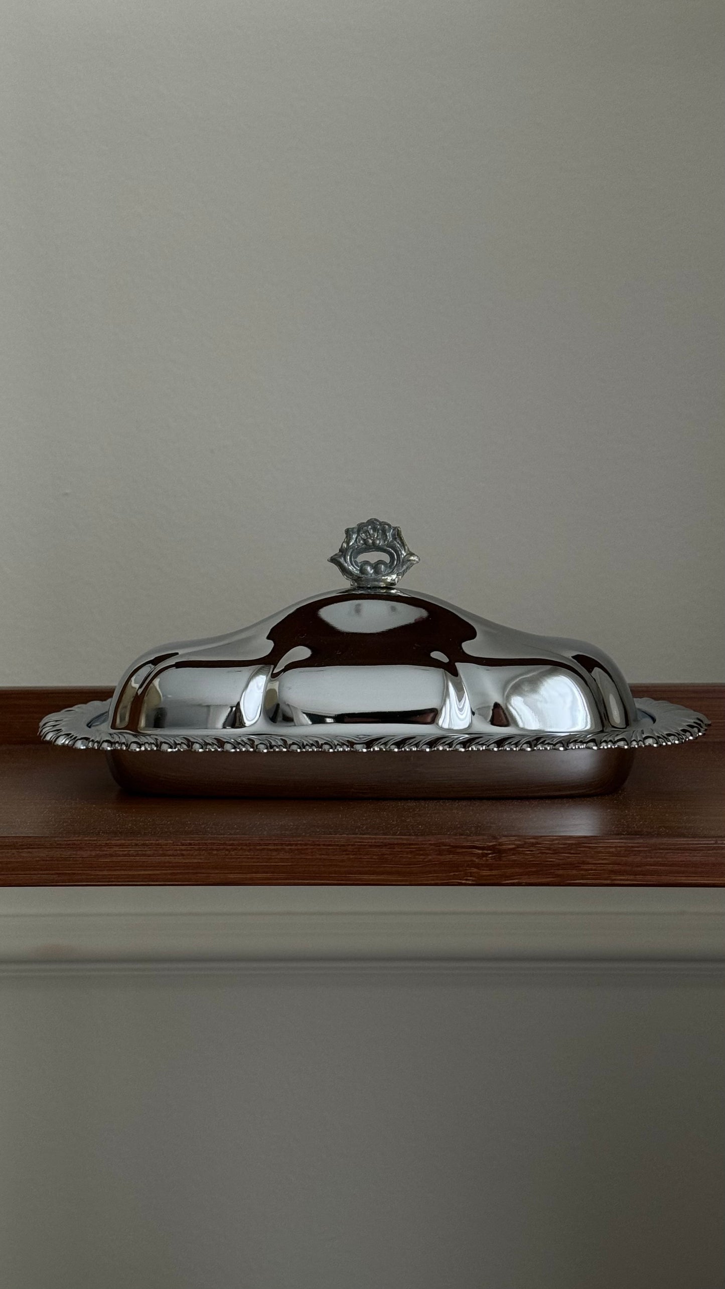 Vintage chrome butter dish