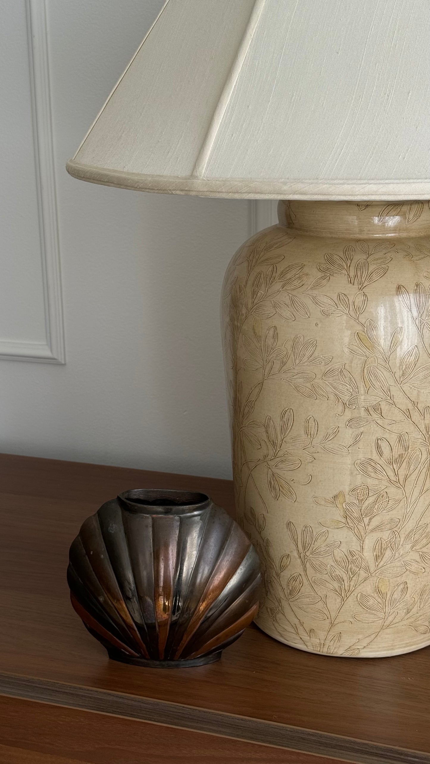 Vintage brass art deco shell vase