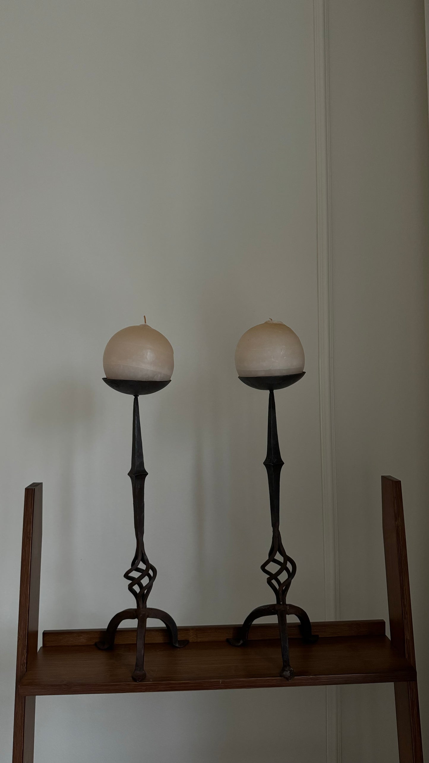 Vintage iron candle holders (x2)