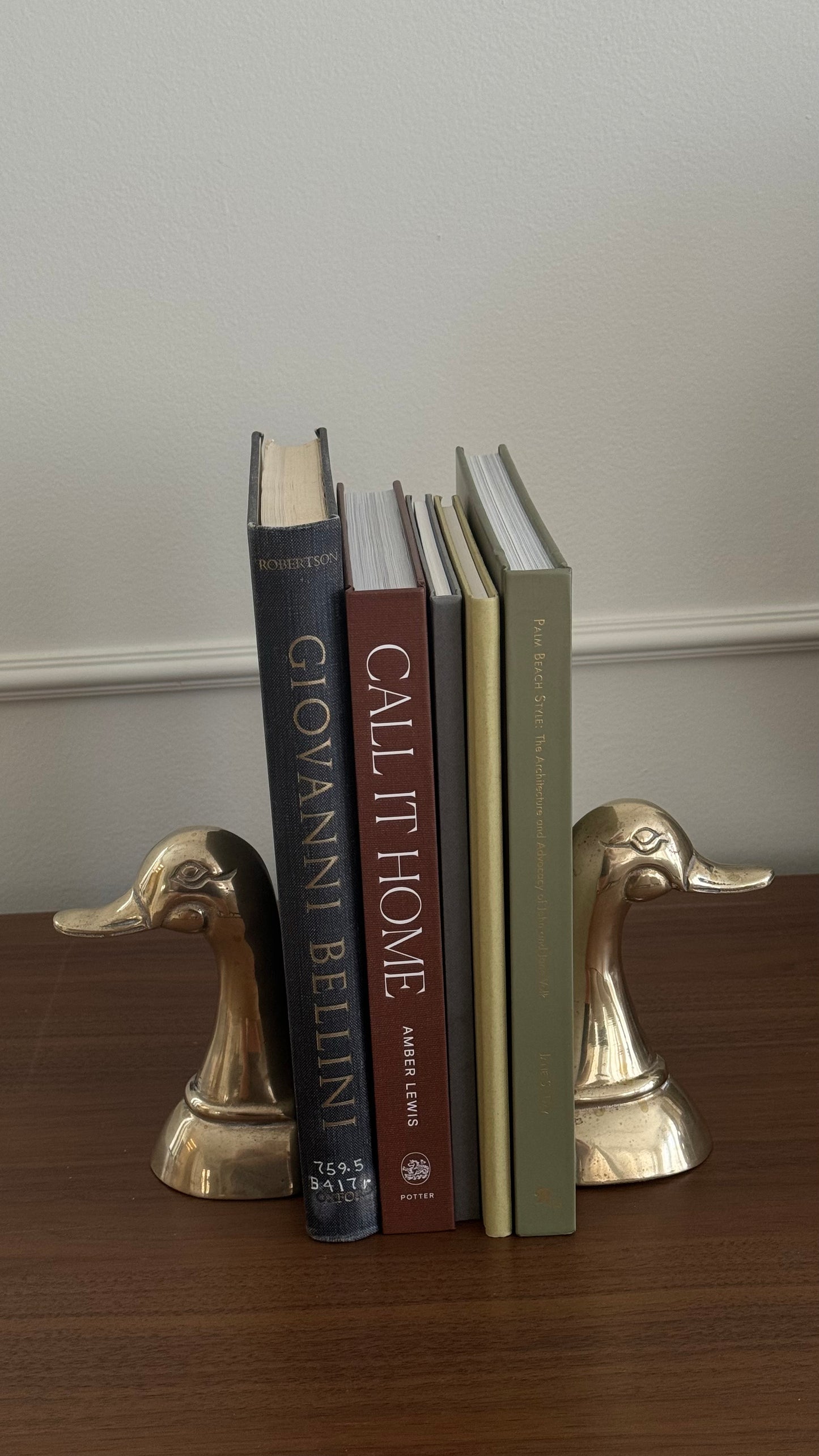 Vintage brass swan bookends