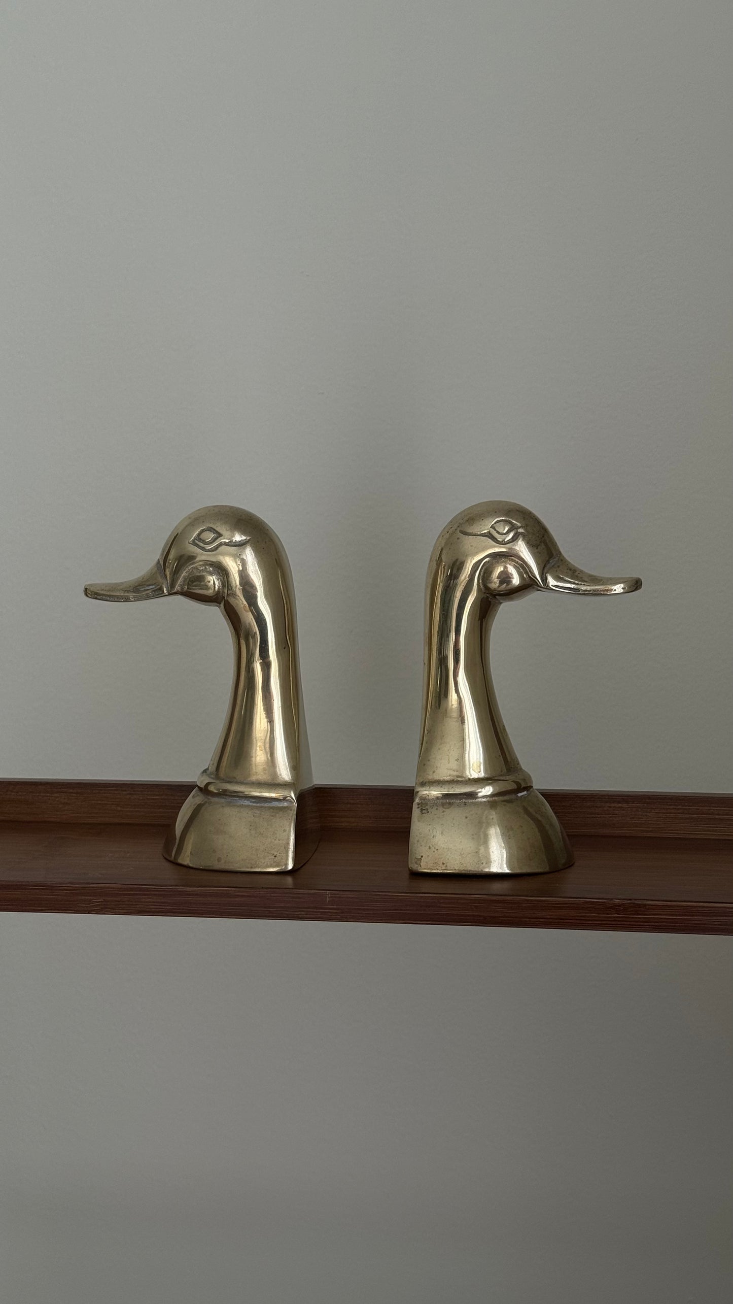 Vintage brass swan bookends