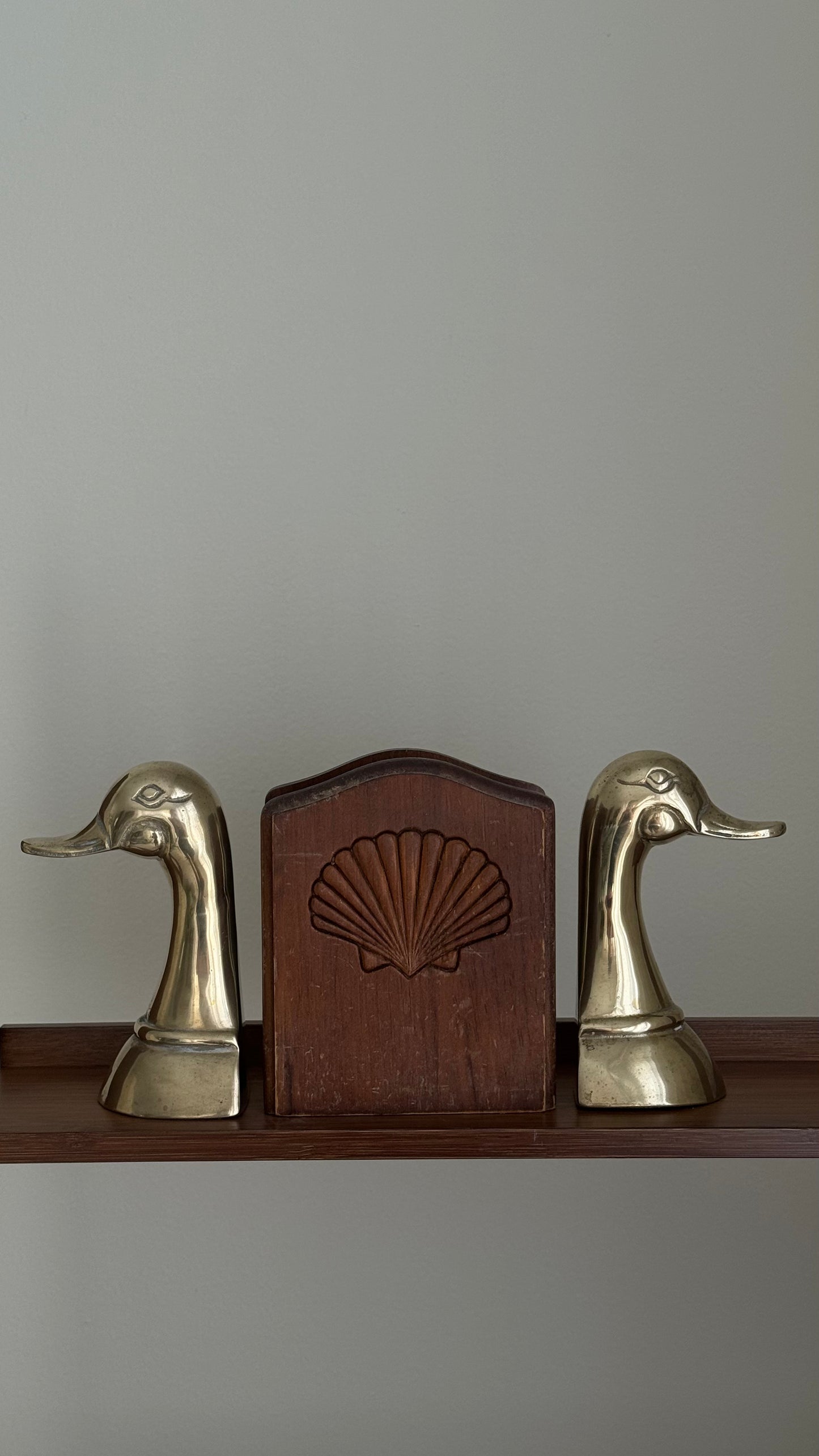 Vintage brass swan bookends